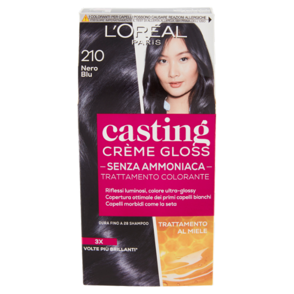 L'Oréal Paris Tinta Capelli Casting Creme Gloss, Senza Ammoniaca, 210 Nero Blu