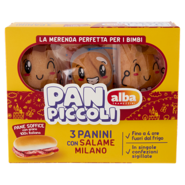 alba Tramezzini Pan Piccoli Panini con Salame Milano 3 x 50 g