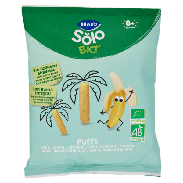 Hero Solo Bio Puffs Mais, Avena e Banana 25 g