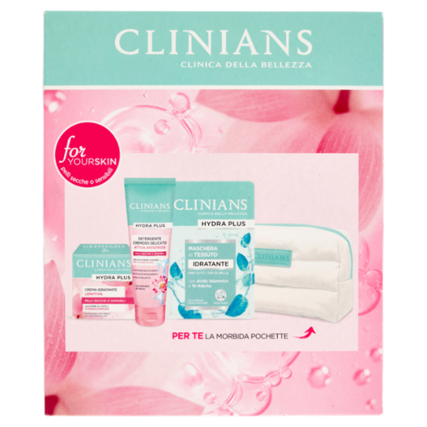 Clinians Hydra Plus Detergente 150 mL + Crema Idratante 50mL + Maschera Viso 22mL