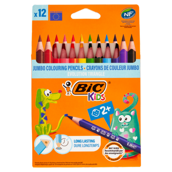 Bic Kids Evolution Triangle Matite Colorate Jumbo 12 pz