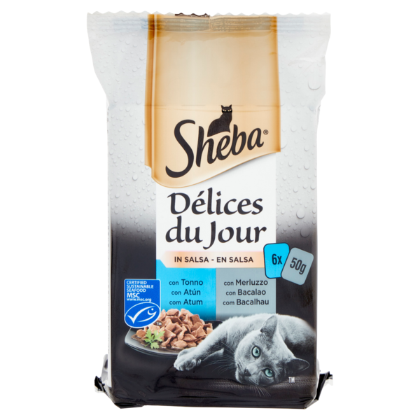 Sheba Délices du Jour in Salsa con Tonno, con Merluzzo 6 x 50 g