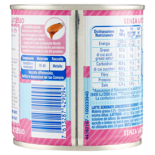 NESTLÉ il Latte Condensato Senza Lattosio Latte concentrato zuccherato senza lattosio latta 387 g