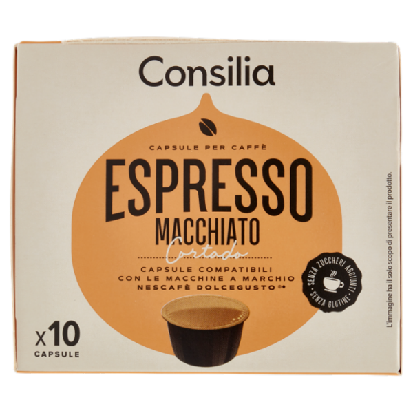 Consilia Caffè Espresso Macchiato in Capsule Compatibili Dolce Gusto 10 pezzi