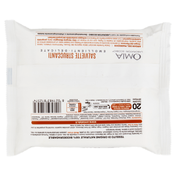Omia Laboratori Ecobio Salviette Struccanti Emollienti - Delicate argan del Marocco 20 pz
