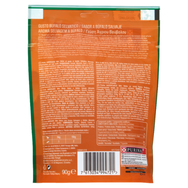 PURINA ADVENTUROS Mini Sticks per cane piccolo Bufalo Selvatico 90 g