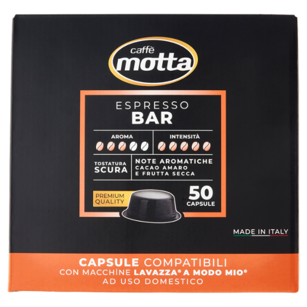 caffè motta Espresso Bar Capsule Compatibili con Macchine Lavazza A Modo Mio 50 x 7 g