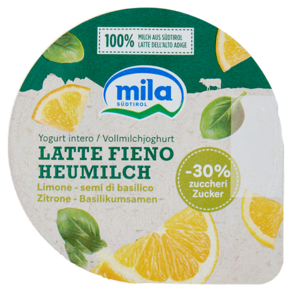 mila Yogurt intero Latte Fieno Limone - semi di basilico 150 g