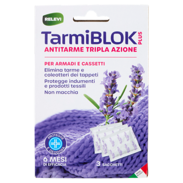 Relevi TarmiBlok Plus Antitarme Tripla Azione per Armadi e Cassetti 3 x 10 g