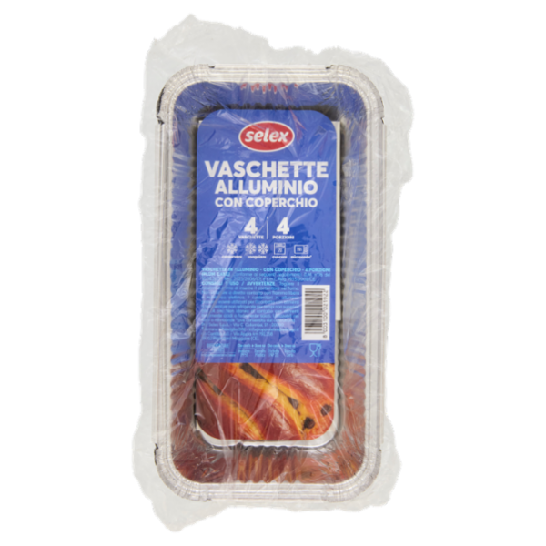 Selex Contenitore in Alluminio con Coperchio Plumcake 4 Porzioni 4 pezzi