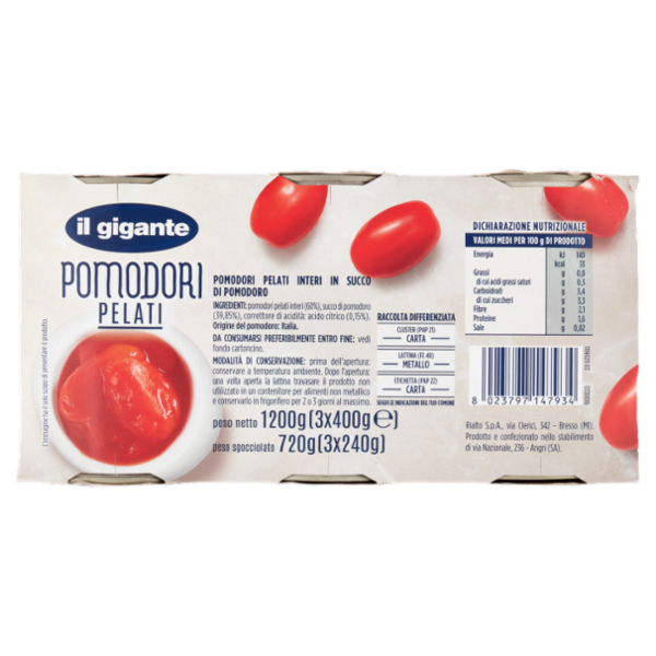 IL GIGANTE Pomodori Pelati 3 x 400 g