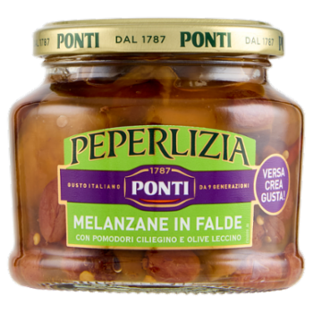 Ponti Peperlizia Melanzane In Falde Con Pomodori Ciliegino e Olive Leccino 275 g