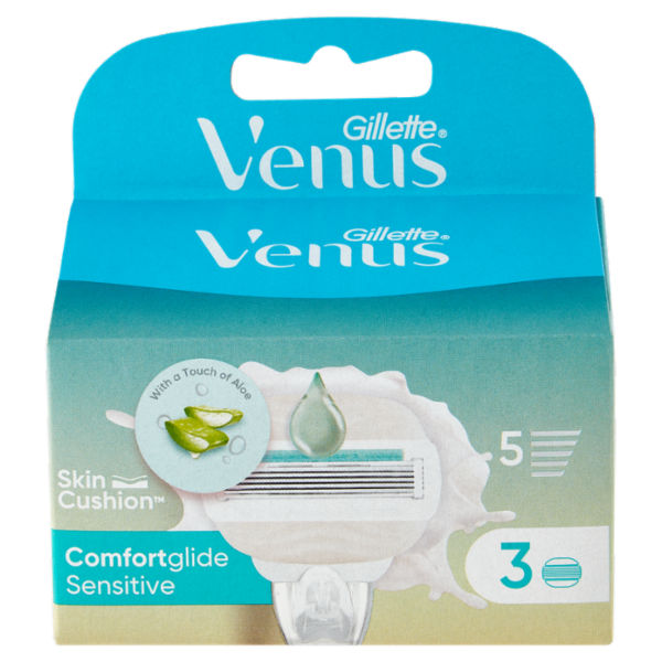 Gillette Venus Comfortglide Sensitive Lamette di ricambio per Rasoio da Donna, 3 Ricariche