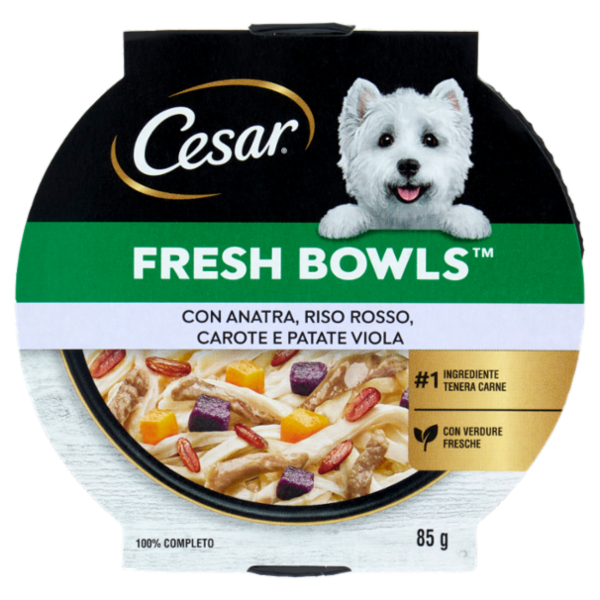 Cesar Fresh Bowls Cibo umido Cane Anatra Riso 85 g