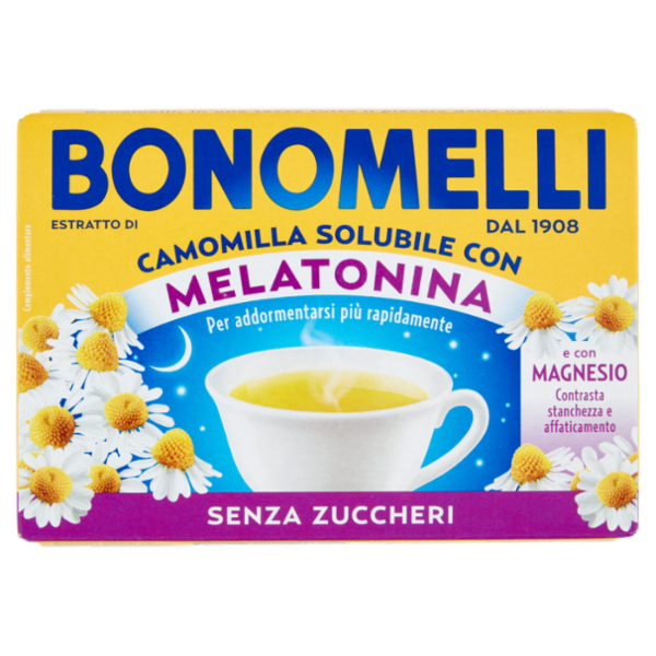 Bonomelli Estratto di Camomilla Solubile con Melatonina e con Magnesio Senza Zuccheri 16 x 4,5 g