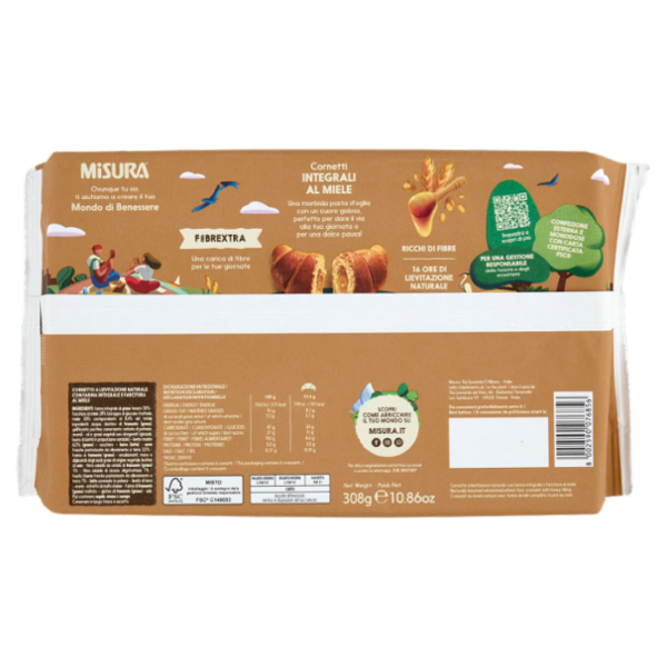 Misura Fibrextra 6 Cornetti Integrali al Miele 308 g