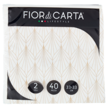 Fior Di Carta Lifestyle Tovaglioli Foglie Oro 2 Veli 33x33 Cm 40 Pz