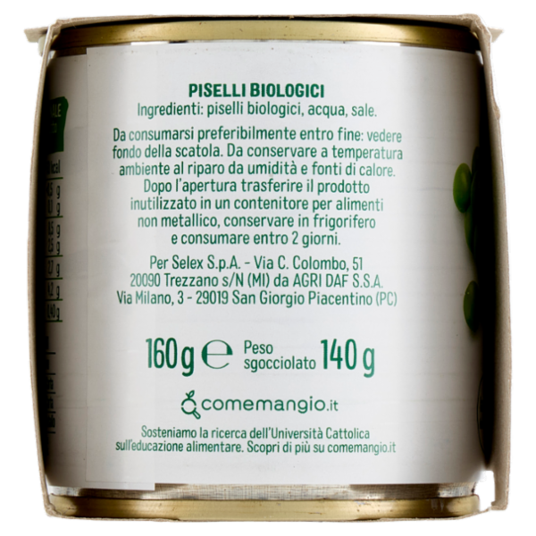 Selex Natura Chiama Piselli Cotti al Vapore Biologici 2x160 g