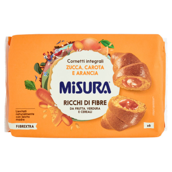 Misura Fibrextra 6 Cornetti integrali Zucca, Carota e Arancia 308 g