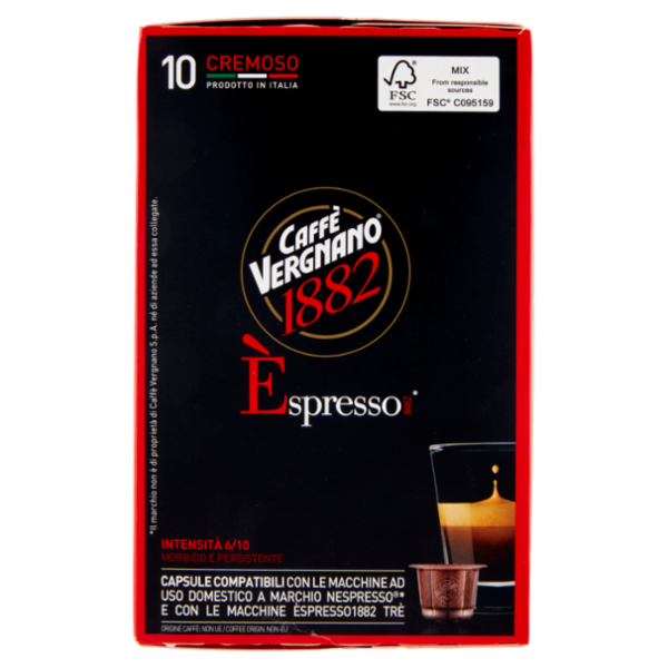 Caffè Vergnano 1882 Èspresso1882 Cremoso 10 Capsule Compatibili Nespresso* 50 g