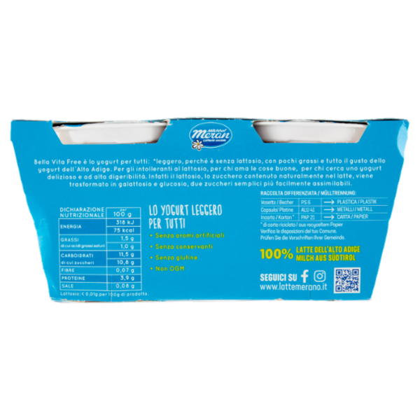 bella vita free Senza Lattosio Fragola 2 x 125 g