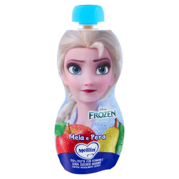 MELLIN Disney Frozen Elsa Merenda di Frutta 100% con VitC, Mela e Pera, dal 9° mese, 110g