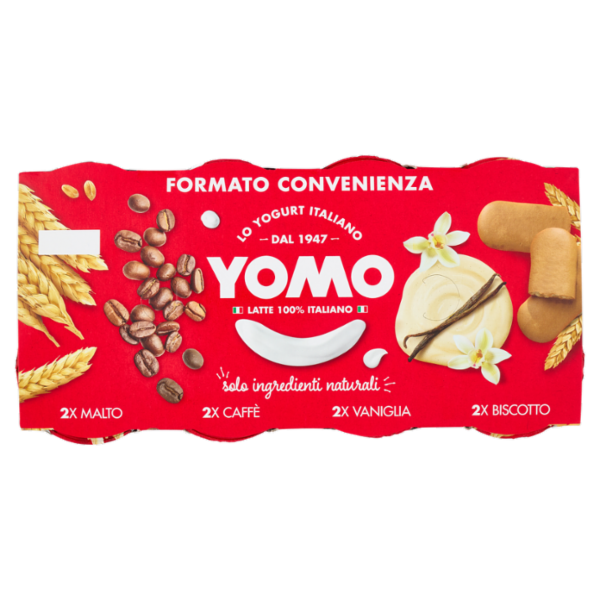 Yomo Yogurt Intero Malto, Caffè, Vaniglia, Biscotto 8 x 125 g