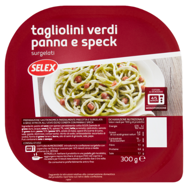 Selex Tagliolini Verdi con Panna e Speck Surgelati 300 g