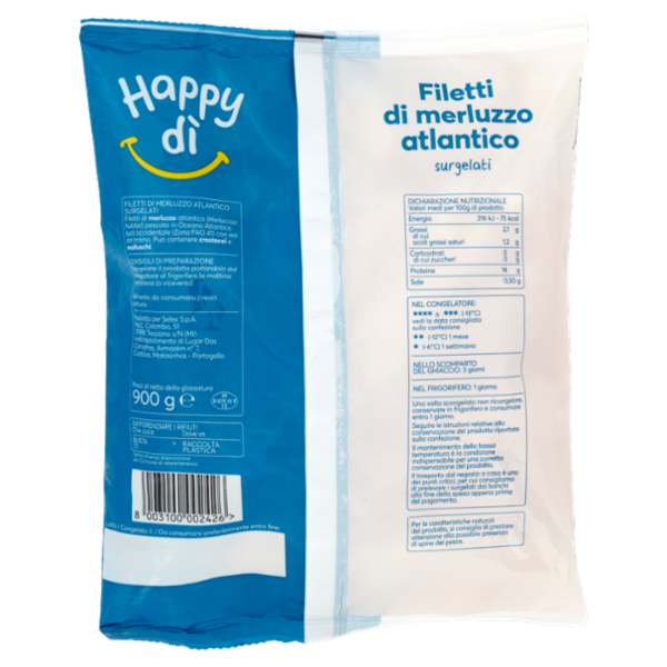 Happy dì Filetti di merluzzo atlantico surgelati 900 g