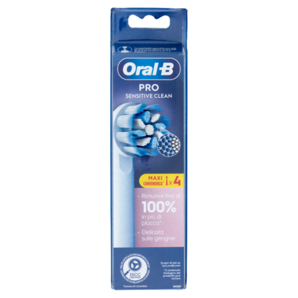 Oral-B Testine di Ricambio Pro Sensitive Clean per Spazzolino Elettrico Denti Ricaricabile 4 pz