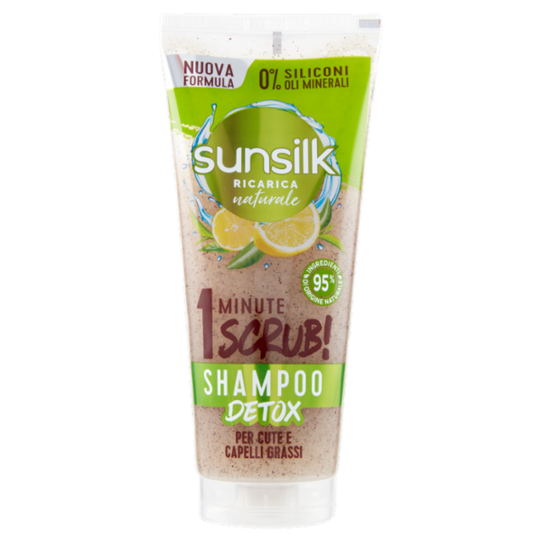 sunsilk Ricarica Naturale 1 Minute Scrub! Shampoo Detox per Cute e Capelli Grassi 200 ml