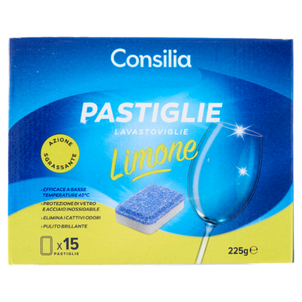 Consilia Detersivo per Lavastoviglie Pastiglie Bistrato al Limone 15x15 g