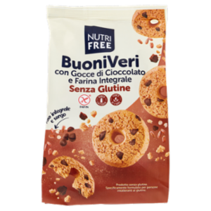 Nutrifree BuoniVeri Con Gocce Di Cioccolato e Farina Integrale Senza Glutine Senza Lattosio 250 g