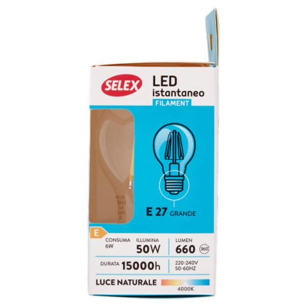 Selex Lampadina Led Filamento Goccia E27 6W