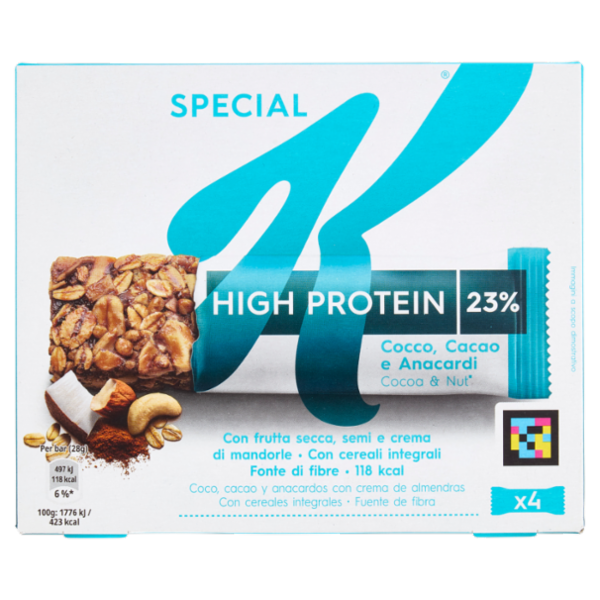 Kellogg's Special K High Protein 23% Cocco, Cacao e Anacardi 4 x 28 g