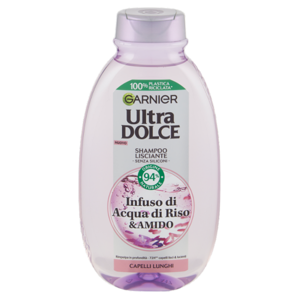 Garnier Ultra Dolce Infuso di Acqua di Riso & Amido, Shampoo Lisciante 250 ml