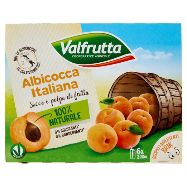 Valfrutta Albicocca Italiana Succo e polpa di frutta 6 x 200 ml