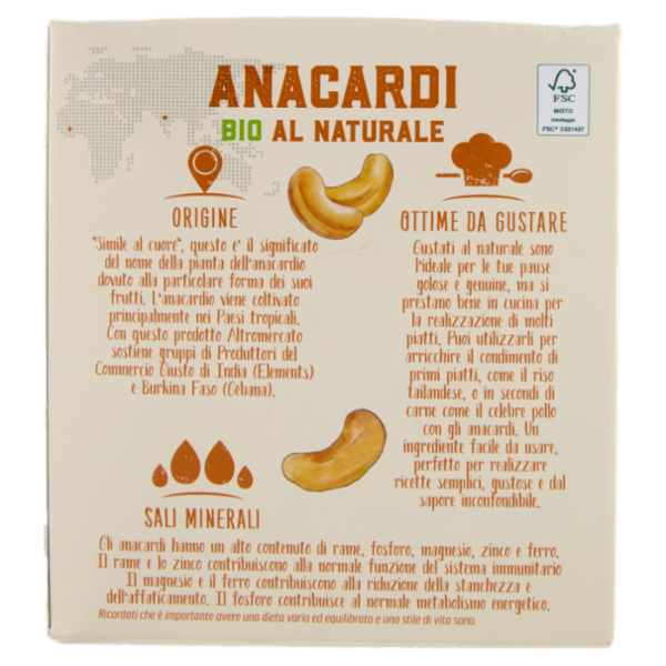 altromercato Commercio Giusto Anacardi Bio al Naturale 150 g