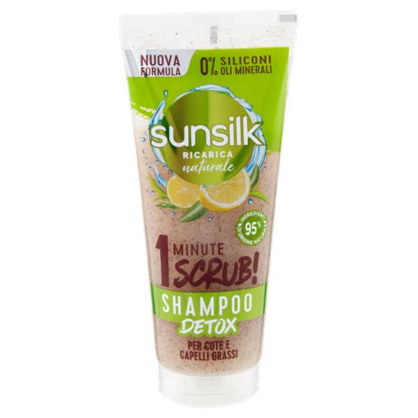 sunsilk Ricarica Naturale 1 Minute Scrub! Shampoo Detox per Cute e Capelli Grassi 200 ml