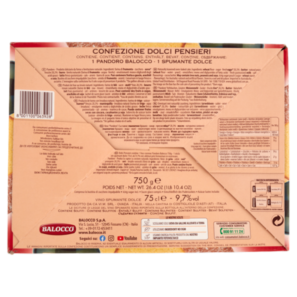 Balocco Dolci Pensieri Pandoro 750 g + Spumante Marchese dell'Elsa 75 cl