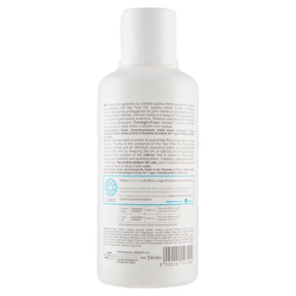 intima⁺ Detergente Intimo Attivo pH 3,5 con Antibatterico Naturale 500 ml