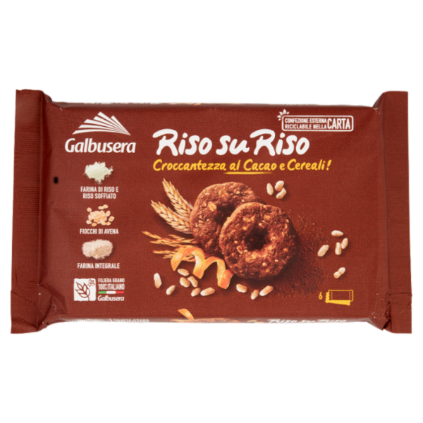 Galbusera RisosuRiso Croccantezza al Cacao e Cereali! 6 x 36,7 g