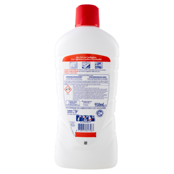 Ajax detersivo pavimenti gel con candeggina e Pino igienizzante 950 ml