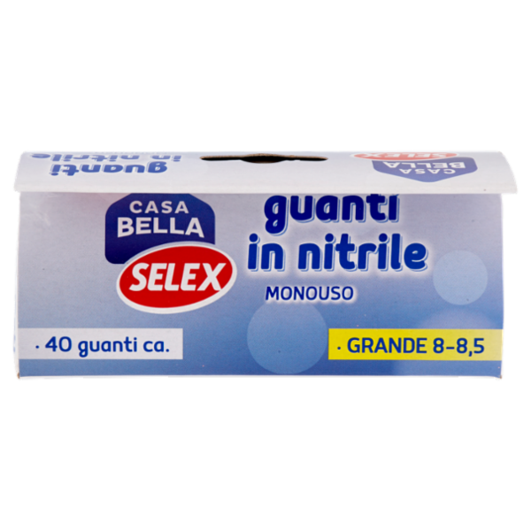 Selex Casa Bella Guanti Monouso in Nitrile Misura Grande (8-8,5) Dispenser 40 pezzi