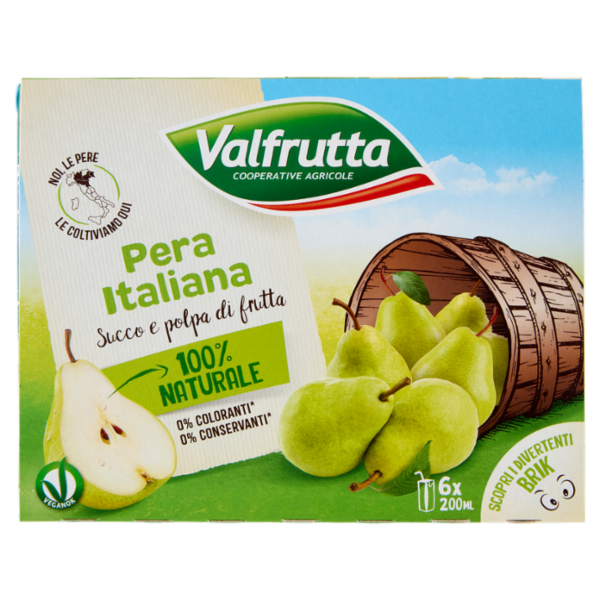 Valfrutta Pera Italina Succo e polpa di frutta 6 x 200 ml