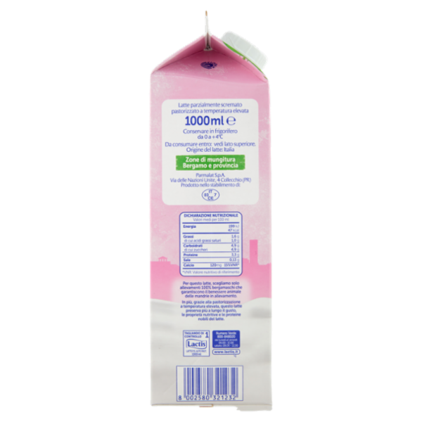 Lactis Latte Parzialmente Scremato Pastorizzato a temperatura elevata Bergamasco 1000 ml