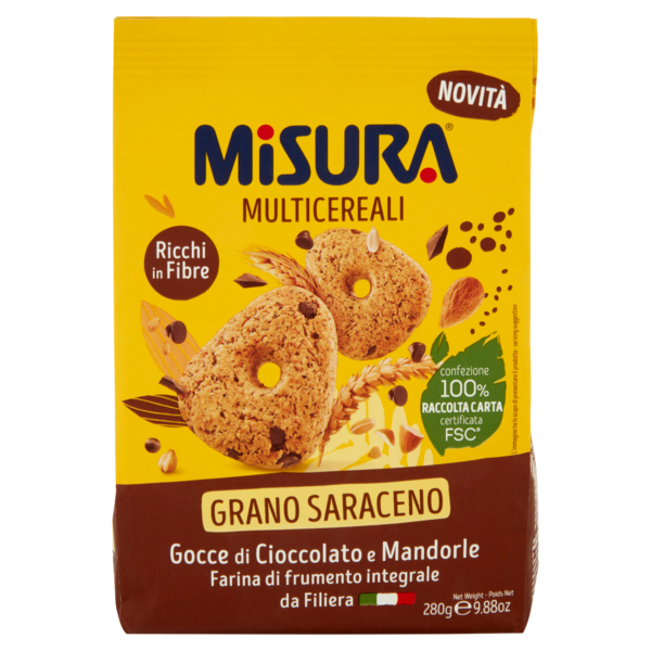 Misura Multicereali Grano Saraceno Gocce di Cioccolato e Mandorle 280 g