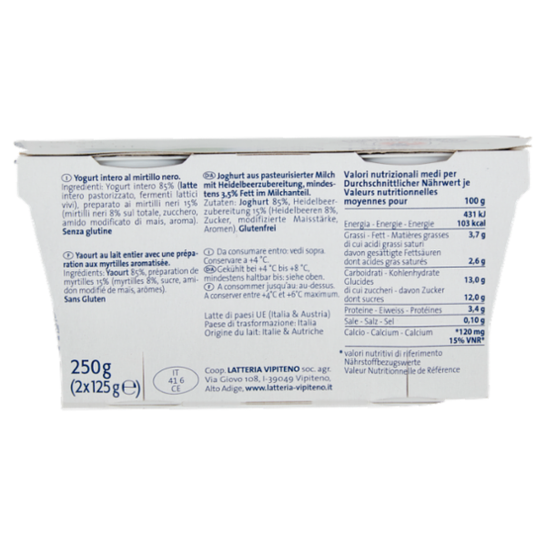 Sterzing Vipiteno Yogurt intero Mirtillo 2 x 125 g