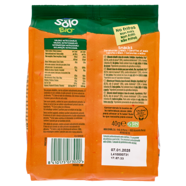 Hero Solo Bio Snacks Carota e Mais 40 g