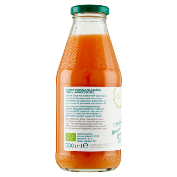Bio Più Ti Voglio Bere Arancia, Carota, Limone e Zenzero 500 ml